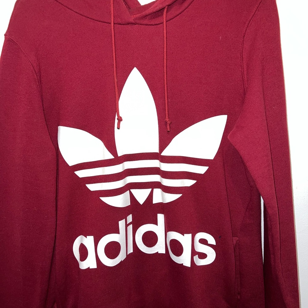 Adidas Maroon Hoodie with White Trefoil